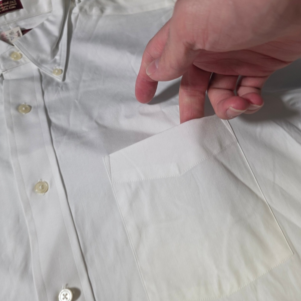Arbor Way Mens 15.5 33 Dress Shirt White Cotton Pinpoint Button Down Long Sleeve - Picture 3 of 7